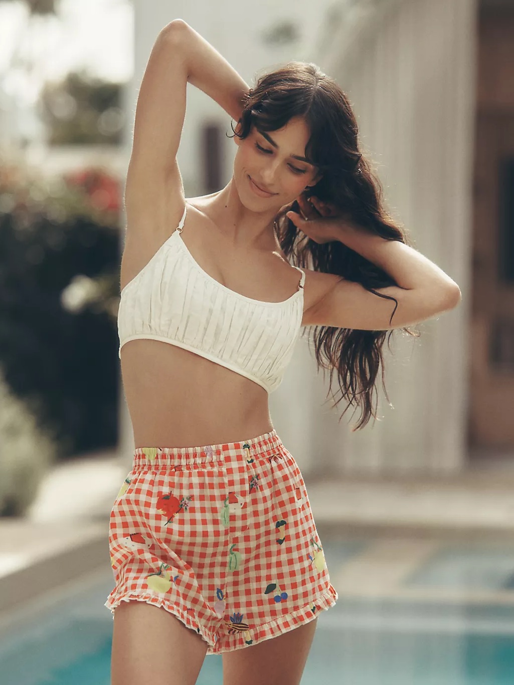 Anthropologie Lyrebird Emily Isabella Gingham Dolphin Shorts Size Large Nwt